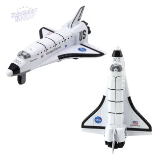 Statek Kosmiczny Metalowy Napęd Pull-Back Biały Oznaczenia