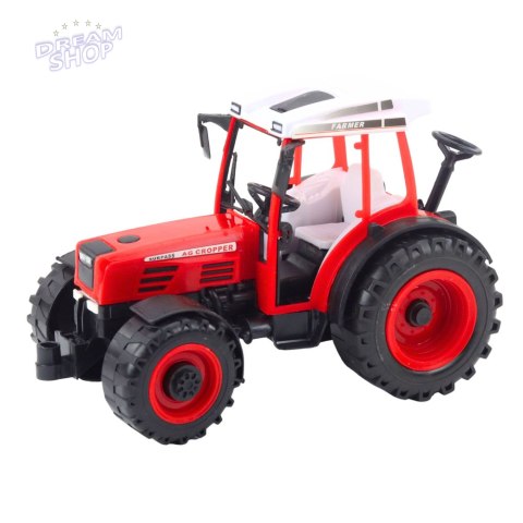 Traktor Pojazd Rolniczy Farmerski Z Siewnikiem Czerwony