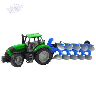 Traktor Rolniczy Farmerski Z Pługiem Napęd Zielony