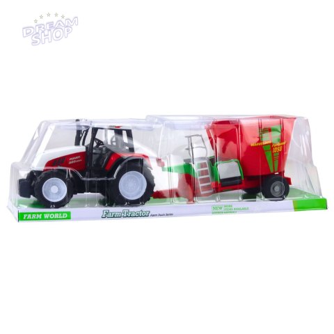 Traktor Rolniczy Farmerski Z Przyczepą Mieszalnik Paszy Czerwony 60cm