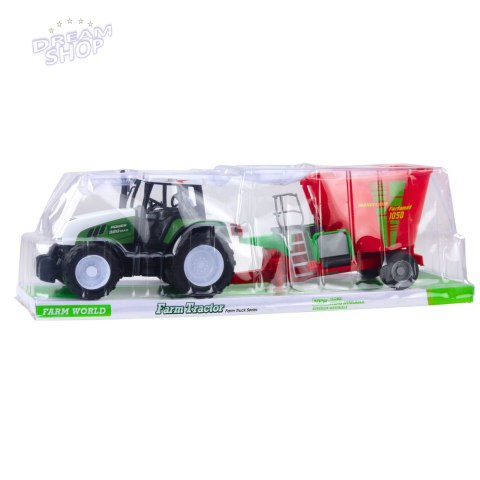 Traktor Rolniczy Farmerski Z Przyczepą Mieszalnik Paszy Zielony