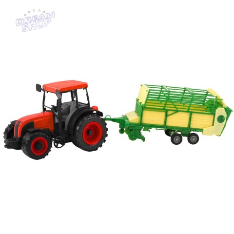 Traktor Rolniczy Farmerski Z Zielono-Żółtą Przyczepą Czerwony 50cm