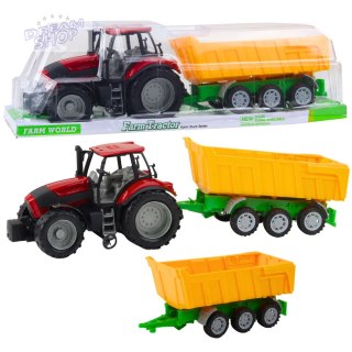 Traktor Rolniczy Farmerski Z Żółtą Przyczepą Czerwony 46cm