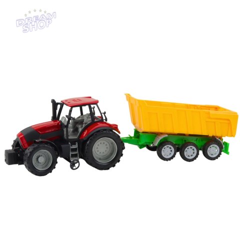 Traktor Rolniczy Farmerski Z Żółtą Przyczepą Czerwony 46cm