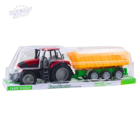 Traktor Rolniczy Farmerski Z Żółtą Przyczepą Czerwony 46cm