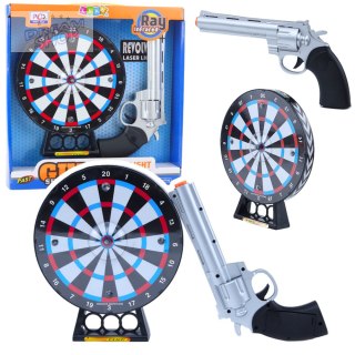 Zestaw Pistolet Rewolwer Laserowy Z Tarczą Gra Strzelecka Światła Dźwięki