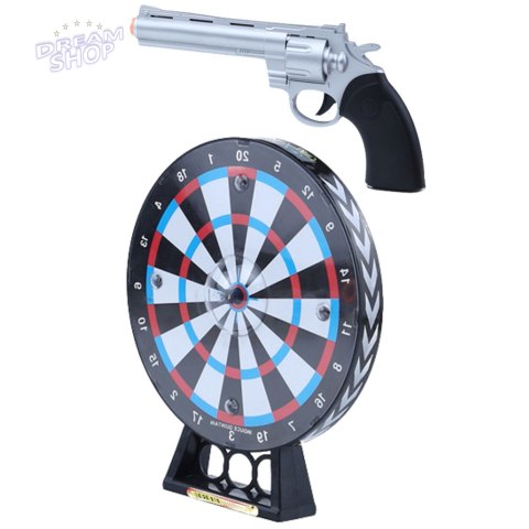 Zestaw Pistolet Rewolwer Laserowy Z Tarczą Gra Strzelecka Światła Dźwięki