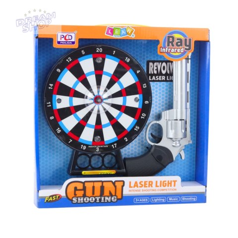 Zestaw Pistolet Rewolwer Laserowy Z Tarczą Gra Strzelecka Światła Dźwięki