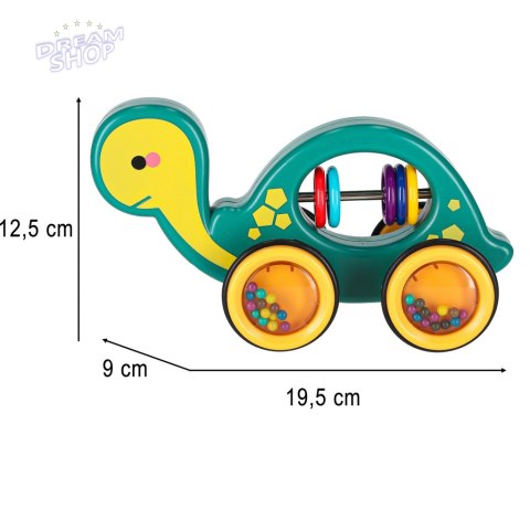 Grzechotka drewniana na sznurku mobilna żółw
