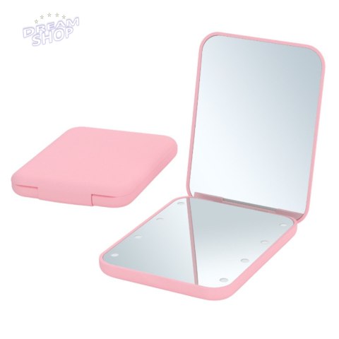 Kieszonkowe Lusterko Do Makijażu Światła LED Różowe Kieszonkowe Lusterko Do Makijażu Światła LED Różowe
