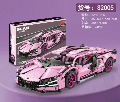 Klocki Auto Sportowe Różowe 1280el.