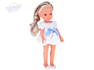 Lovely Girl Urocza Lalka w białej sukience z niebieską kokardką 33cm ZA5850