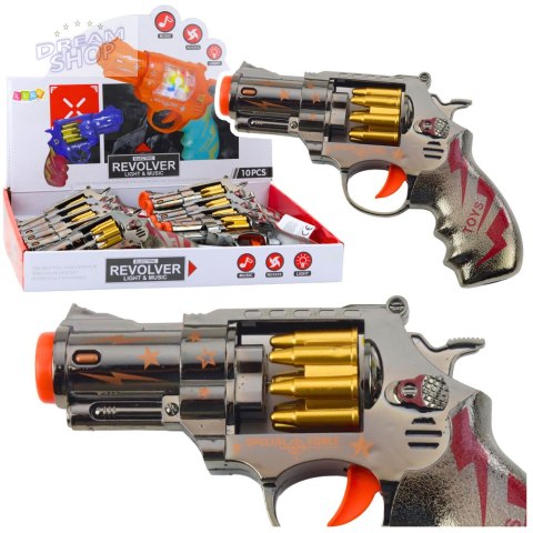 Pistolet Zabawkowy Rewolwer Obrotowy Magazynek Światła Dźwięki
