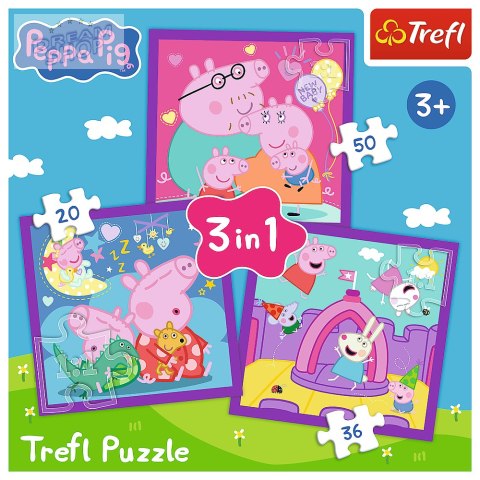 Puzzle - 3w1 (20, 36, 50) - Zwyczaje świnki Peppy - Świnka Peppa - Trefl 34893
