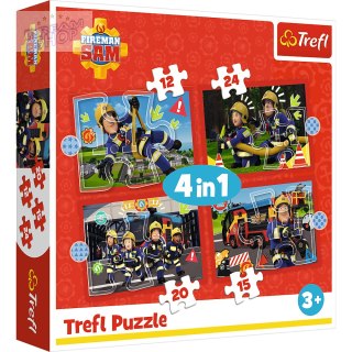 Puzzle - 4w1 (12, 15, 20, 24) - Przygody strażaka Sama - Strażak Sam - Trefl 34632