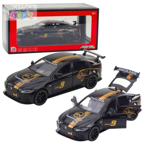 Samochód Sportowy Metalowy Napęd Pull-Back Światła Dźwięki Czarny 1:32