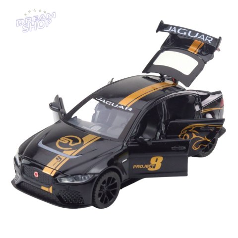 Samochód Sportowy Metalowy Napęd Pull-Back Światła Dźwięki Czarny 1:32