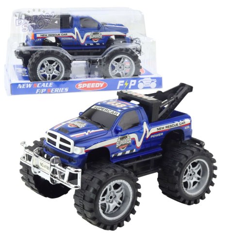 Samochód Terenowy Ratunkowy Z Napędem Na Tył Hak Holowniczy Niebieski 27cm