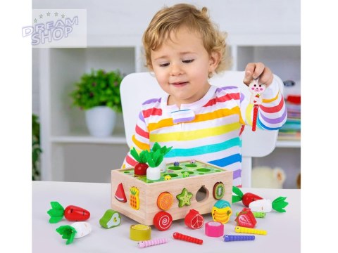 Sorter Montessori drewniany wózek złap robaczka marchewki układanka ZA5903
