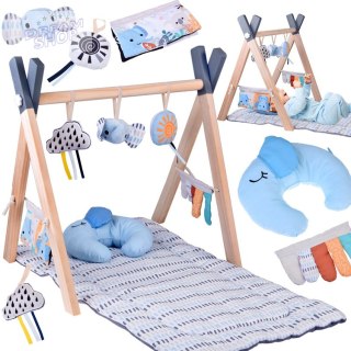 Stojak Drewniany Mata Edukacyjna Gimnastyczna Baby Gym dla Niemowląt ZA5882