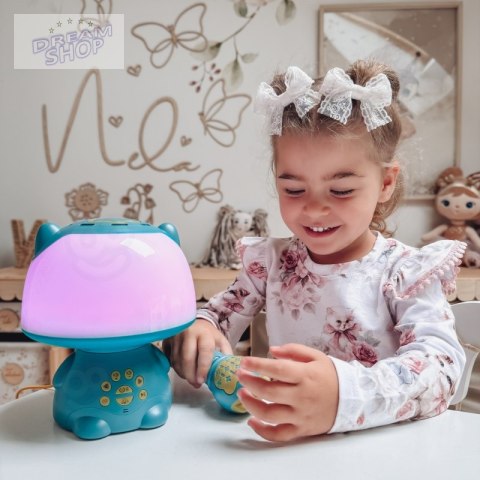 WOOPIE Multifunkcyjna Lampka RGB Głośnik Bluetooth Karaoke Modulator Głosu Karta SD AUX Turkusowa