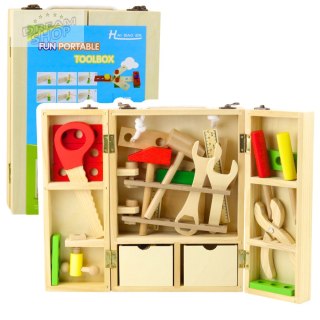 Zestaw Małego Majsterkowicza Drewniana Skrzynka Z Narzędziami 35 el.