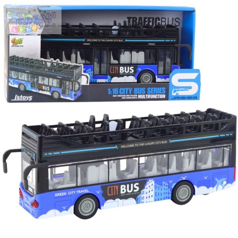 Autobus Miejski Piętrowy 1:16 Napęd Światła Dźwięki Niebieski