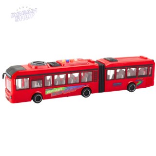 Autobus Przegubowy Otwierane Drzwi Światła Dźwięki Czerwony 1:16