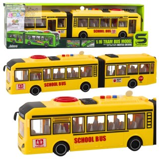 Autobus Przegubowy Szkolny Otwierane Drzwi Światła Dźwięki Żółty 1:16
