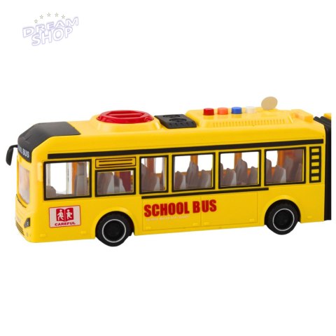 Autobus Przegubowy Szkolny Otwierane Drzwi Światła Dźwięki Żółty 1:16