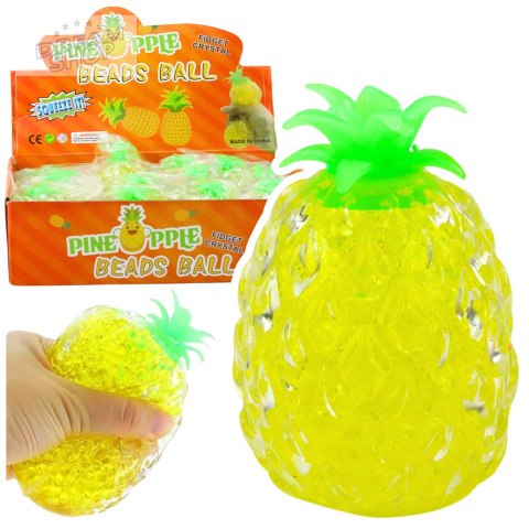 Gniotek Ananas Owoc Antystresowy Z Kulkami Hydrożelowymi Żółty