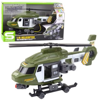 Helikopter Wojskowy Militarny Hak Nosze Światła Dźwięki Khaki 1:16