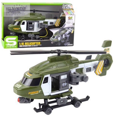 Helikopter Wojskowy Militarny Hak Nosze Światła Dźwięki Khaki 1:16