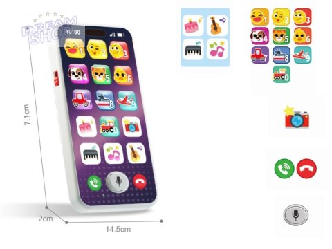 Interaktywny telefon SMARTPHONE dla malucha z muzyką i dźwiękami ZA5872