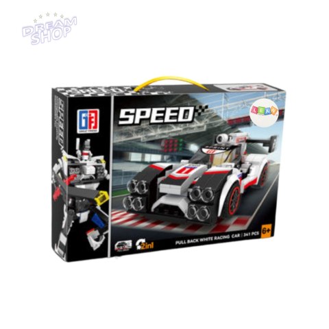 Klocki Konstrukcyjne Auto Sportowe Wyścigówka Robot 2w1 Biały 341 el.