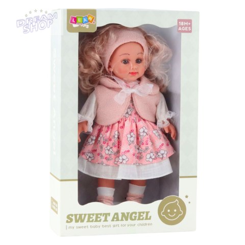 Lalka Sweet Angel W Różowej Sukience W Kwiatki Bezrękawnik Opaska 36cm