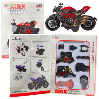Motocykl Do Składania Skręcania Metal 1:14 DIY Czarno-Czerwony