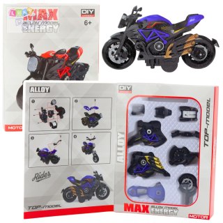 Motocykl Do Składania Skręcania Metal 1:14 DIY Czarno-Niebieski