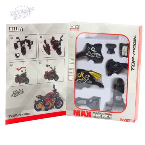 Motocykl Do Składania Skręcania Metal 1:14 DIY Czarny Złote Elementy