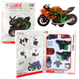 Motocykl Do Składania Skręcania Metal 1:14 DIY Pomarańczowo-Zielony