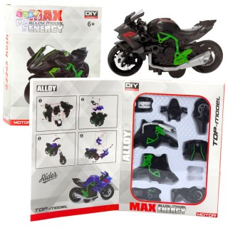 Motocykl Do Składania Skręcania Metal 1:14 DIY Zielono-Czarny