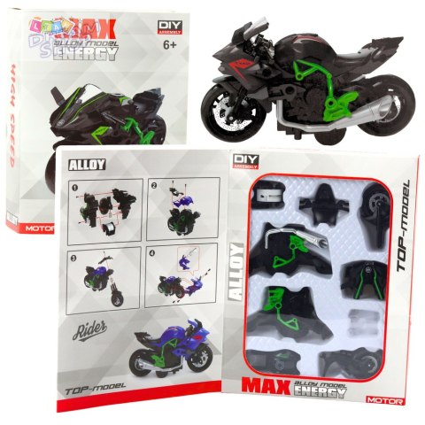 Motocykl Do Składania Skręcania Metal 1:14 DIY Zielono-Czarny