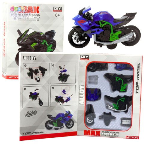 Motocykl Do Składania Skręcania Metal 1:14 DIY Zielono-Niebieski