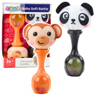 Zestaw Grzechotki Sensoryczne Z Miękką Piłeczką Małpka Panda 2szt
