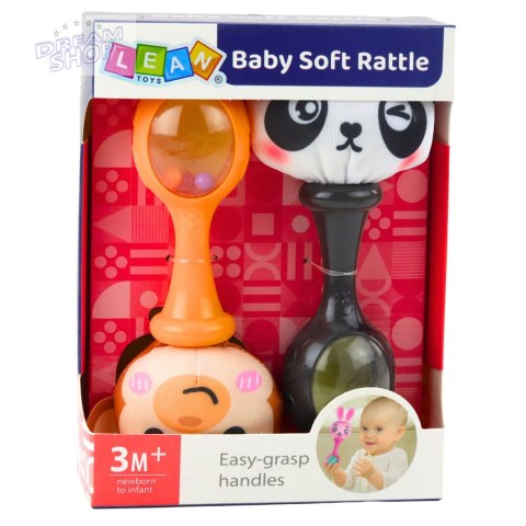 Zestaw Grzechotki Sensoryczne Z Miękką Piłeczką Małpka Panda 2szt