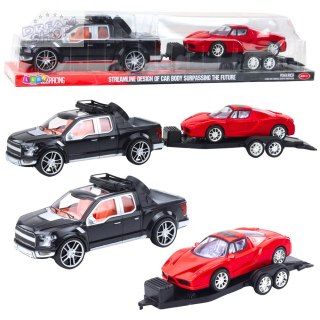 Zestaw Samochód Terenowy Czarny Laweta Samochód Czerwony Sportowy 59cm