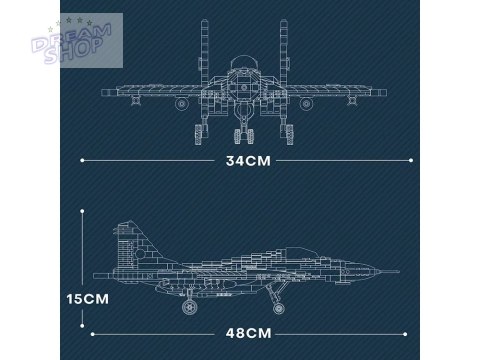 Klocki techniczne Samolot myśliwski dalekiego zasięgu MIG-29 1290ele ZA5800