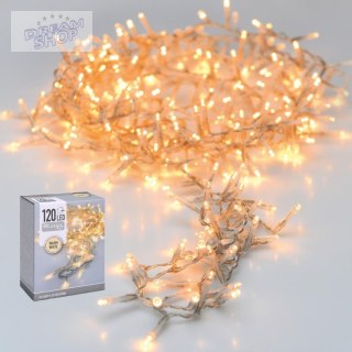 LAMPKI CHOINKOWE ŁAŃCUCH ŚWIETLNY 120 LED TIMER CIEPŁY BIAŁY PRZEŹROCZYSTY PRZEWÓD
