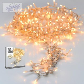 LAMPKI CHOINKOWE ŁAŃCUCH ŚWIETLNY 240 LED TIMER CIEPŁY BIAŁY PRZEŹROCZYSTY PRZEWÓD