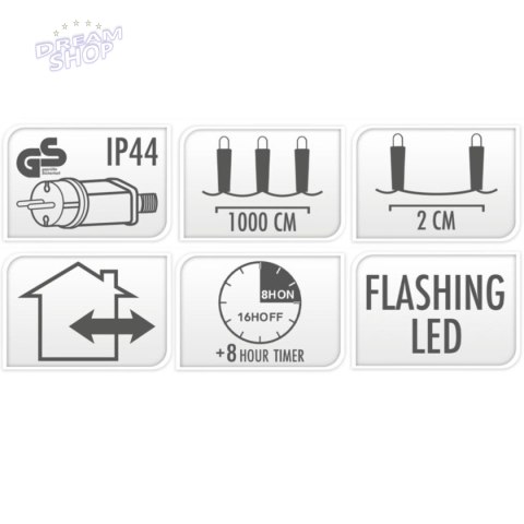LAMPKI CHOINKOWE ŁAŃCUCH ŚWIETLNY 500 LED FLASH CIEPŁY BIAŁY